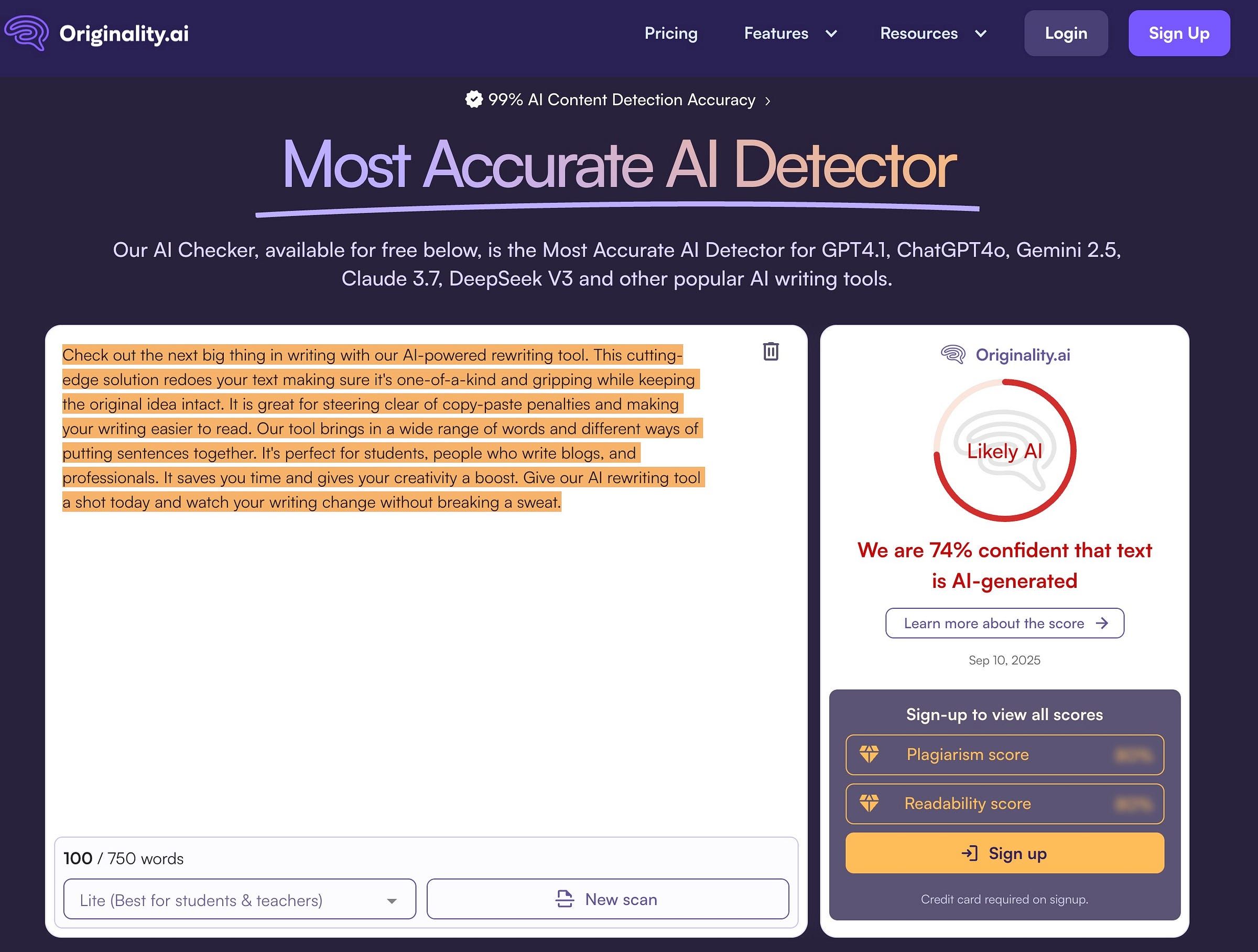 Originality.ai ai-checker
