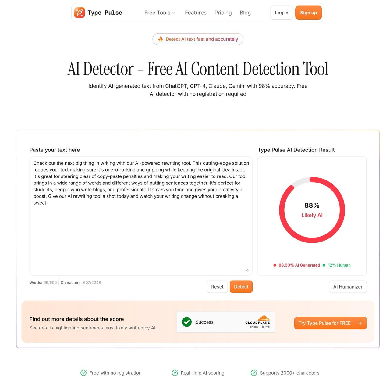 Type Pulse AI Detector